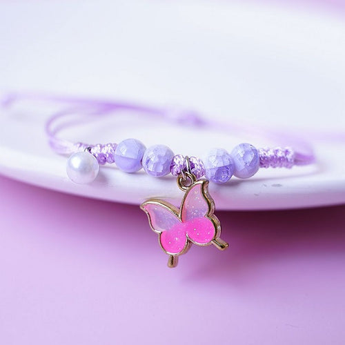 Children's Adjustable Butterfly Wish Bracelet / Friendship Bracelet - Lilac Purple