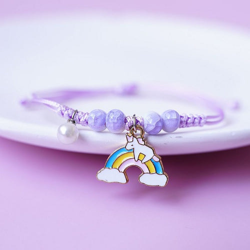 Children's Adjustable 'Rainbow Unicorn' Wish Bracelet / Friendship Bracelet - Lilac Purple