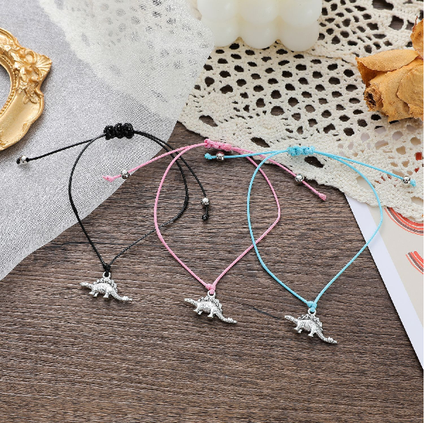 Adjustable Dinosaur Wish Bracelets with Presentation Card - Pink (Adult/Teen/Child)