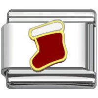 Stainless Steel 9mm Shiny Link with Christmas Stocking for Italian Charm Bracelet