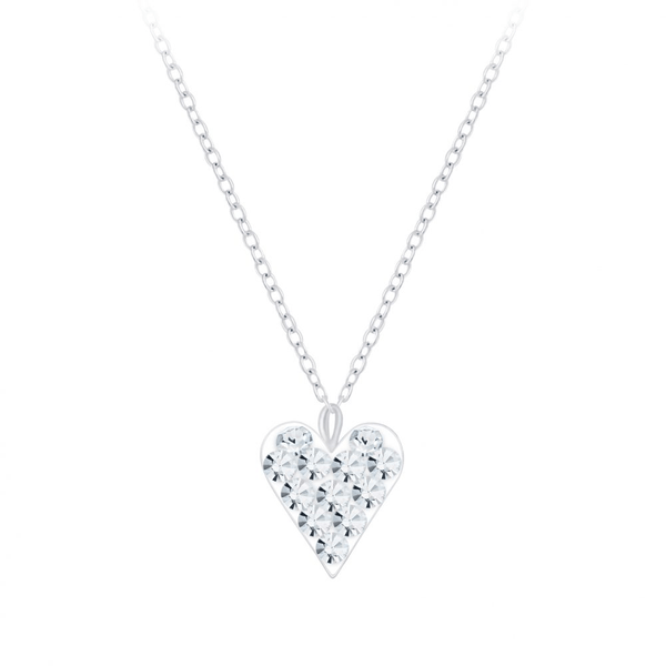 Children's Sterling Silver 'Clear Sparkle Crystal Heart' Pendant Necklace