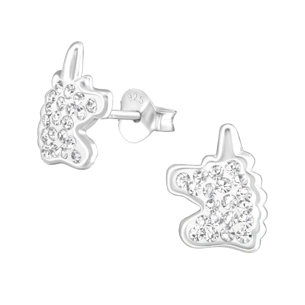 Children's Sterling Silver 'Sparkle Unicorn' Crystal Stud Earrings