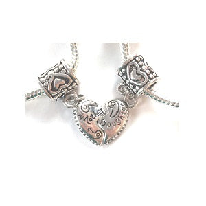 Children's 'Daughter Half Heart Pink Sparkle' Silver Plated Charm Bracelet