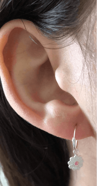 Children's Sterling Silver 'Daisy Flower' Hoop Earrings