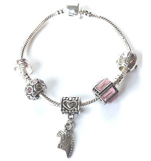 Children's 'Daughter Half Heart Pink Sparkle' Silver Plated Charm Bracelet