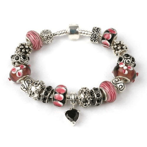 Adult's 'Flamenco' Silver Plated Charm Bead Bracelet