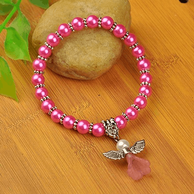 Children's 'Pink Angel' Stretch Bead Bracelet