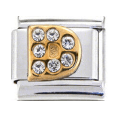 Stainless Steel 9mm Shiny 'Crystal Letter G' Link for Italian Charm Bracelet