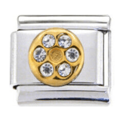 Stainless Steel 9mm Shiny 'Crystal Letter G' Link for Italian Charm Bracelet