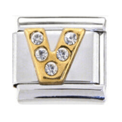 Stainless Steel 9mm Shiny 'Crystal Letter G' Link for Italian Charm Bracelet