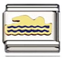 Stainless Steel 9mm Shiny Link with Swimmer for Italian Charm Bracelet