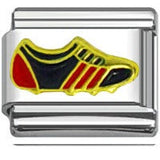 Stainless Steel 9mm Shiny Link with Sports Shoe / Football Boot for Italian Charm Bracelet