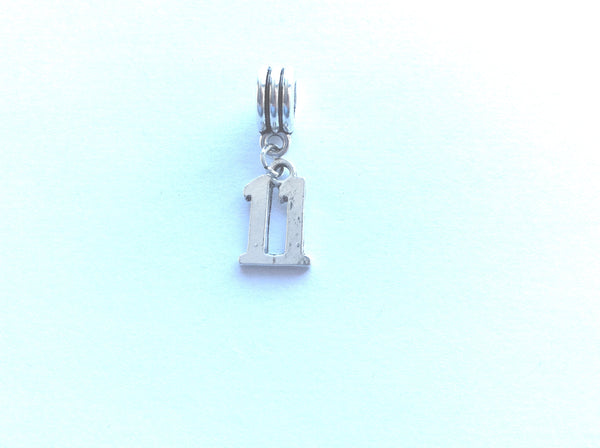 Silver Plated Number 11 Drop Charm