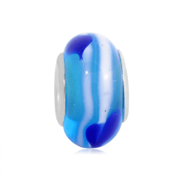 'True Blue' Glass Bead With Silver Plated Core
