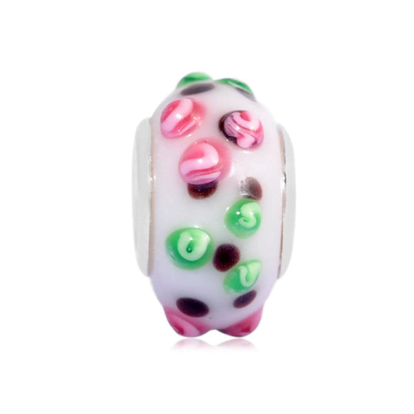 'Tea Party' Glass Bead With Silver Plated Core