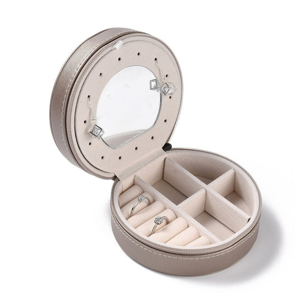 Silver/Grey Round Jewellery Box/Case