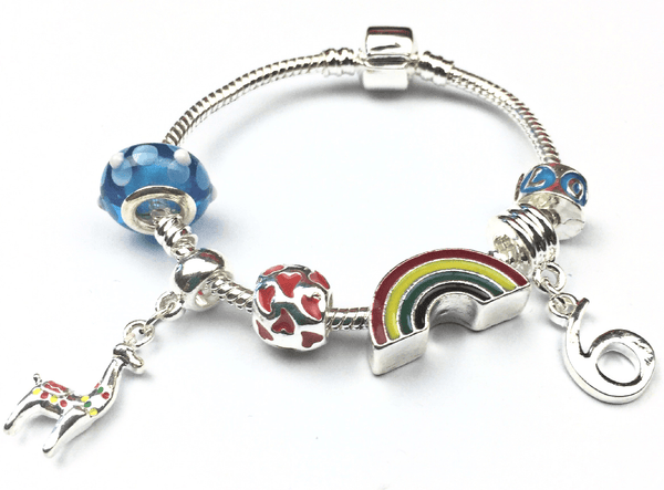 Children's 'Lovely Llama 6th Birthday' Silver Plated Charm Bead Bracelet