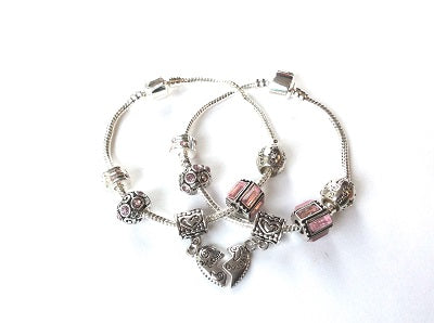 Children's 'Daughter Half Heart Pink Sparkle' Silver Plated Charm Bracelet
