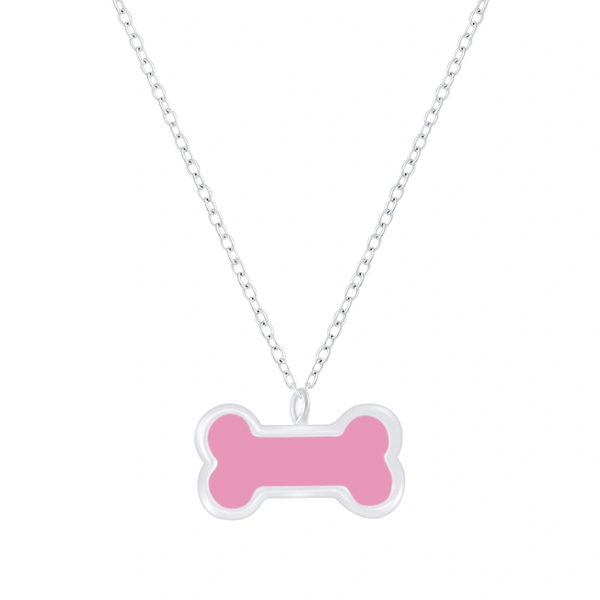Children's Sterling Silver 'Pink Bone' Pendant Necklace