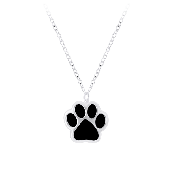 Children's Sterling Silver 'Black Paw' Pendant Necklace