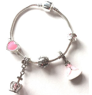 Children's Pink 'Fairytale Princess' Silver Plated Charm Bead Bracelet