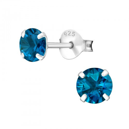Children's Sterling Silver 'December Birthstone' Stud Earrings