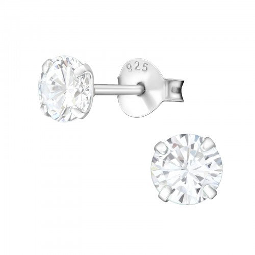 Children's Sterling Silver 'April Birthstone' Stud Earrings