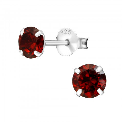 Children's Sterling Silver 'January Birthstone' Stud Earrings
