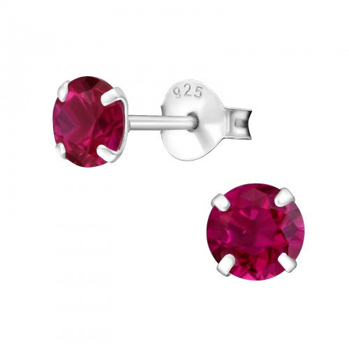 Children's Sterling Silver 'July Birthstone' Stud Earrings