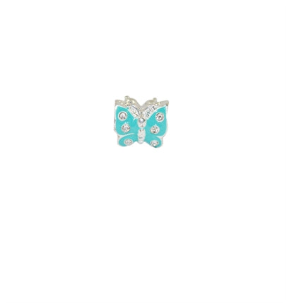 Silver Plated Aqua Enamel Butterfly Charm