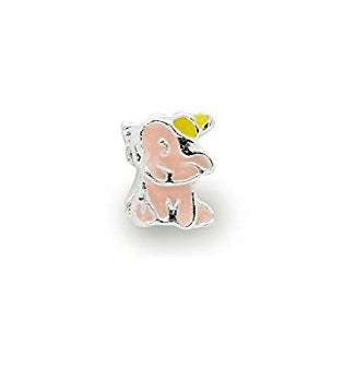 Silver Plated Pink Enamel Elephant Charm