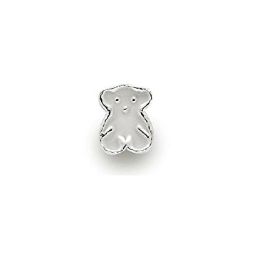 Silver Plated White Enamel Bear Charm