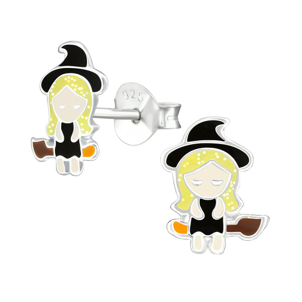 Sterling Silver Halloween witch earrings / studs