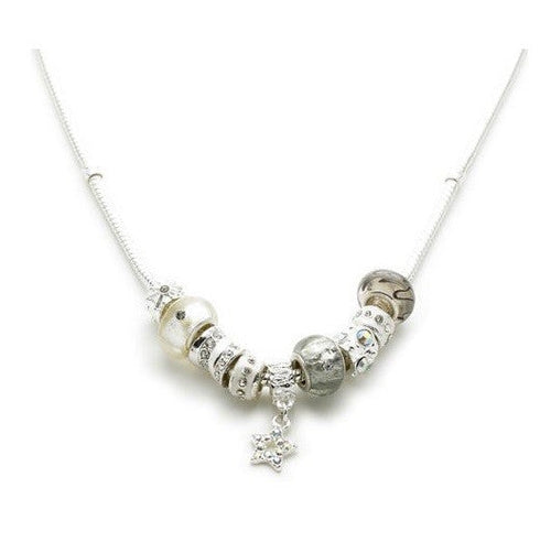 Silver Plated 'Champagne Glamour' Charm Bead Necklace