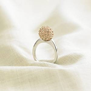 Celebrity 'Chicago Rocks' Sterling Silver Plated Champagne/Peach 12mm Czech Crystal Disco Ball Ring