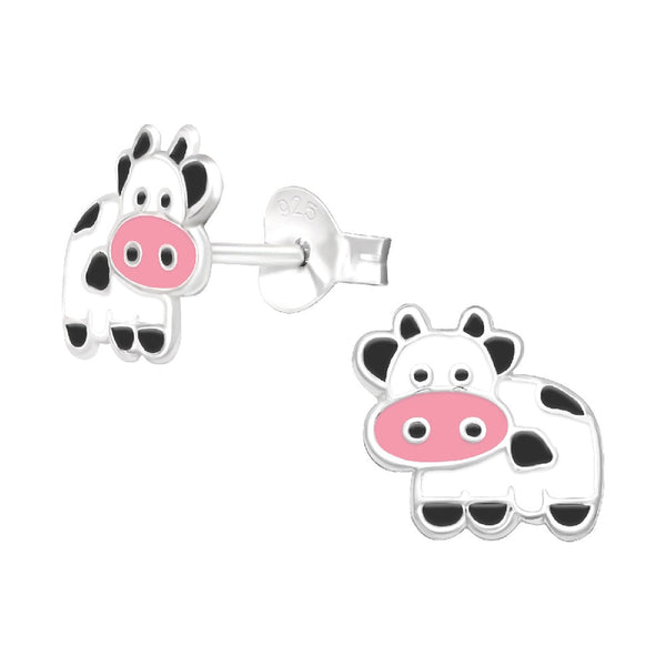 Children's Sterling Silver Cow Stud Earrings