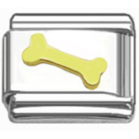 Stainless Steel 9mm Shiny Link with Gold Plated Dog Bone for Italian Charm Bracelet