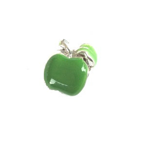 Silver Plated Green Enamel Apple Charm
