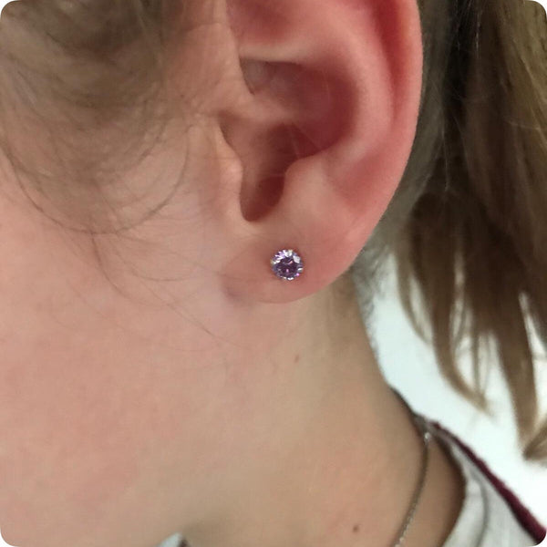 Children's Sterling Silver 'June Birthstone' Stud Earrings