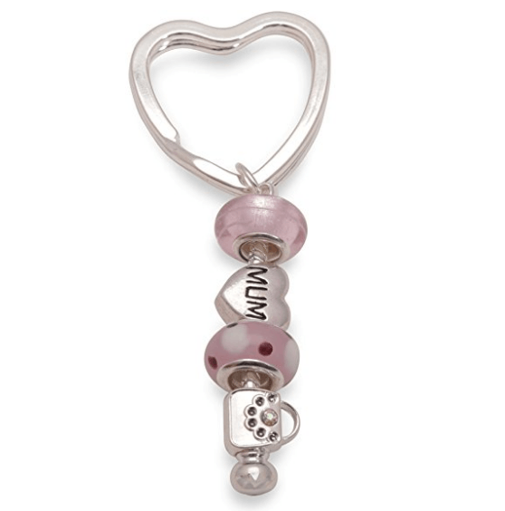 Mum 'Pink Lady' Silver Plated Keyring/Handbag Charm