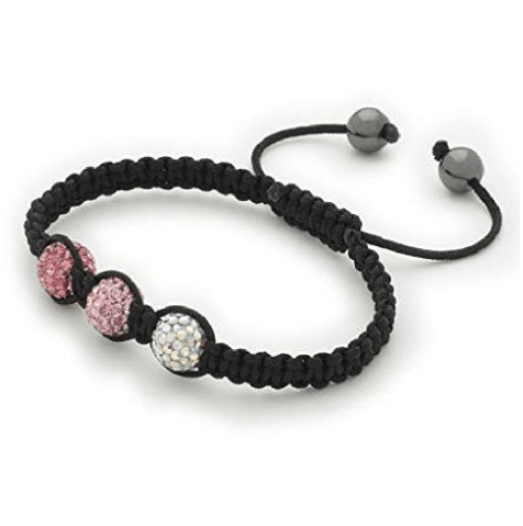 Designer Inspired 'Miami Rocks' Pink & White Czech Crystal Disco Ball Bracelet
