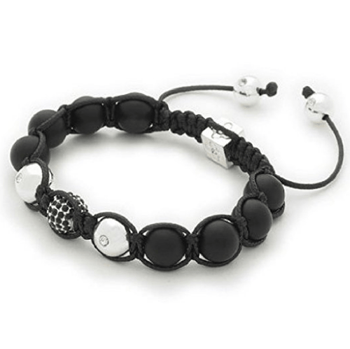 Designer Inspired 'Orionis' Agate Gemstone/Silver Pave Crystal Disco Ball Bracelet