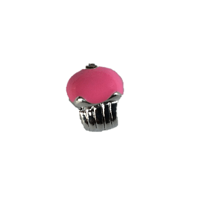 Silver Plated Pink Enamel Cupcake Charm