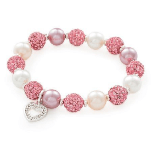 Designer Inspired 'Pink Pearl Glitter' Czech Crystal and Freshwater Pearl Stretch Bracelet