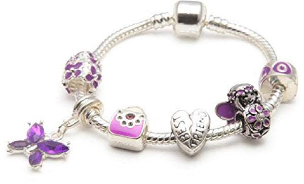 Children's Best Friend 'Purple Fairy Dream' Silver Plated Charm Bead Bracelet