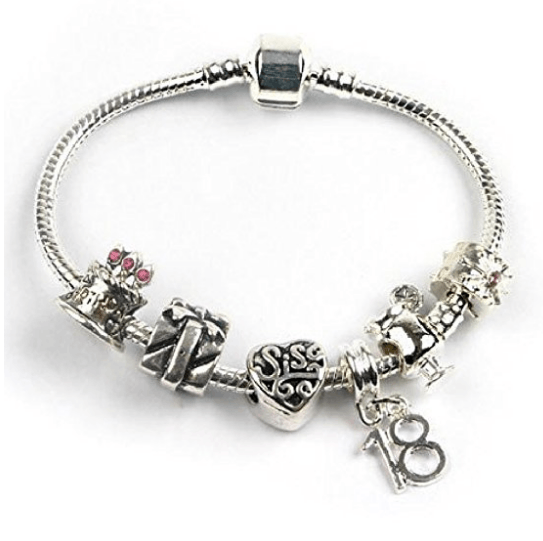 sister 18th birthday sister bracelet with charms and beads