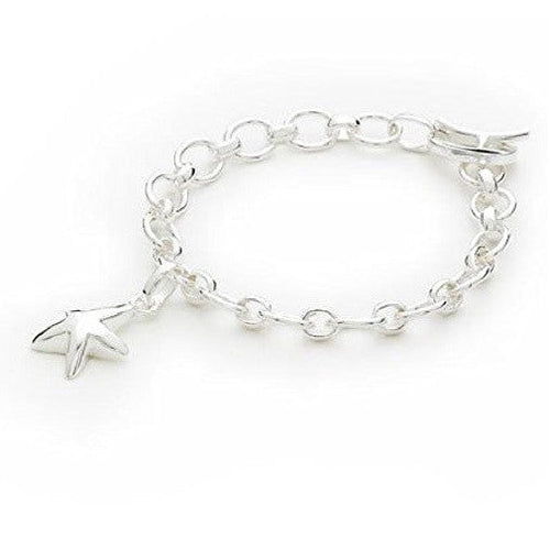 925 Sterling Silver Plated 'Starfish' T-Bar Quality Charm Bracelet