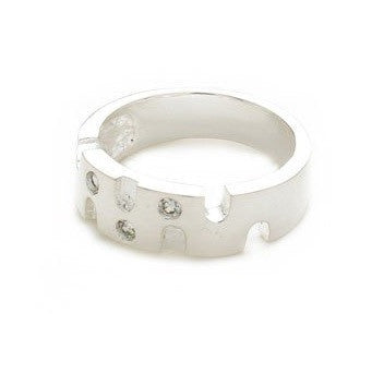 Designer Inspired 925 Sterling Silver Plated and Crystal Diamante Geometric 'Stardust' Ring