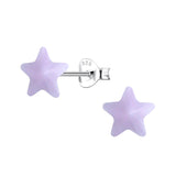Children's Sterling Silver 'Pale Purple Resin Star' Stud Earrings