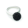 Celebrity 'Phoenix Rocks' Sterling Silver Plated Black Czech Crystal Disco Ball Ring